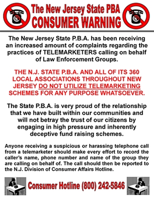 NJSPBA Consumer Warning: Telemarketers Schemes