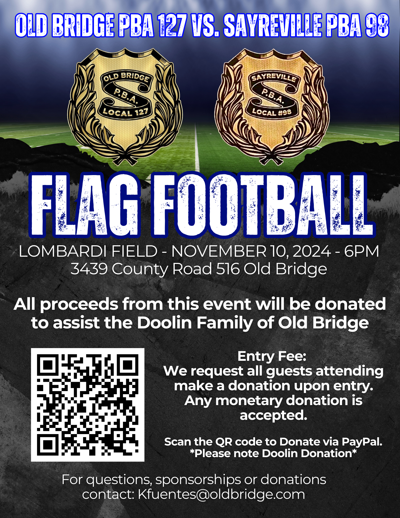 Old Bridge PBA 127 vs. Sayreville PBA 98 Flag Football Fundraiser NJSPBA