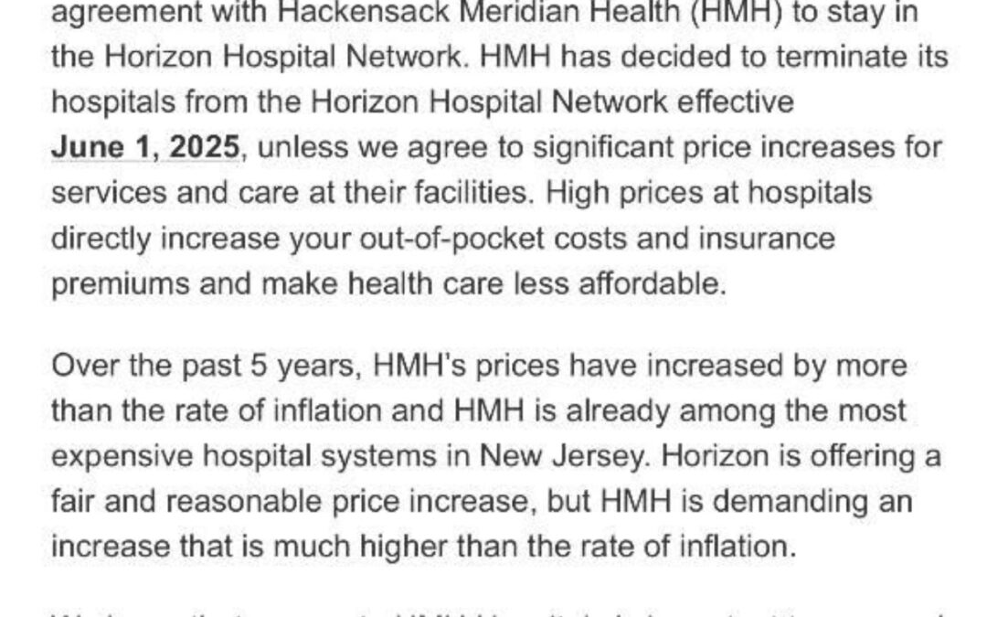 Changes Ahead for Horizon and Hackensack Meridian Patients