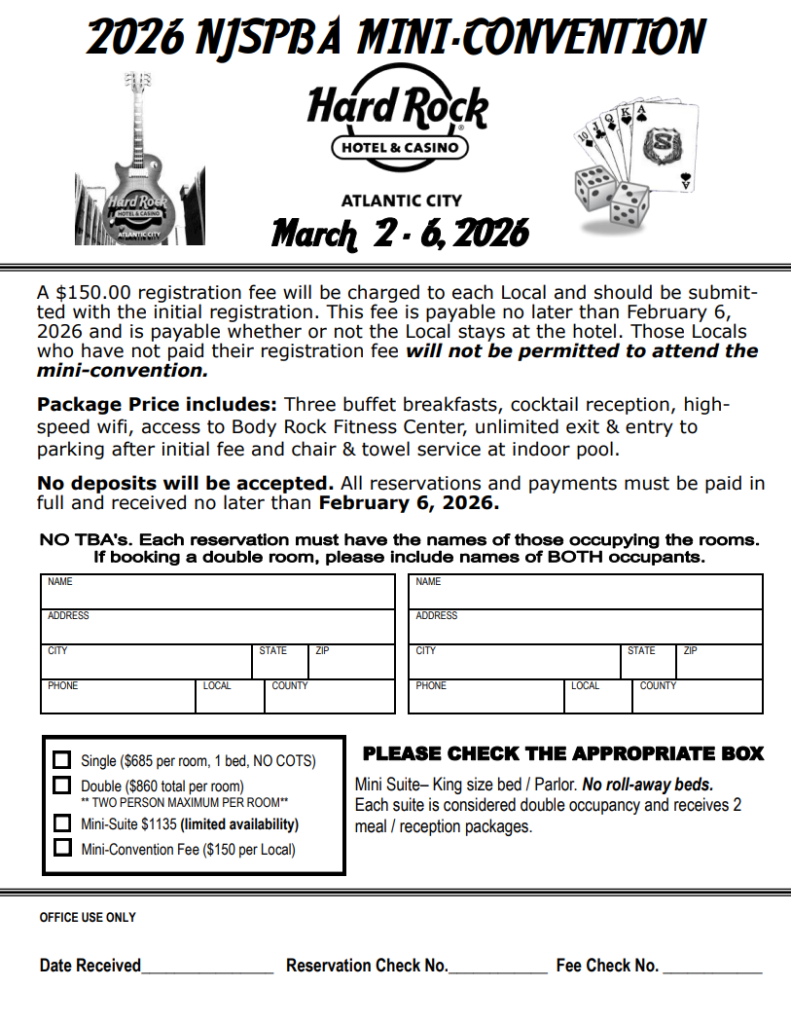 NJSPBA Mini Convention - March 2 - 6, 2026