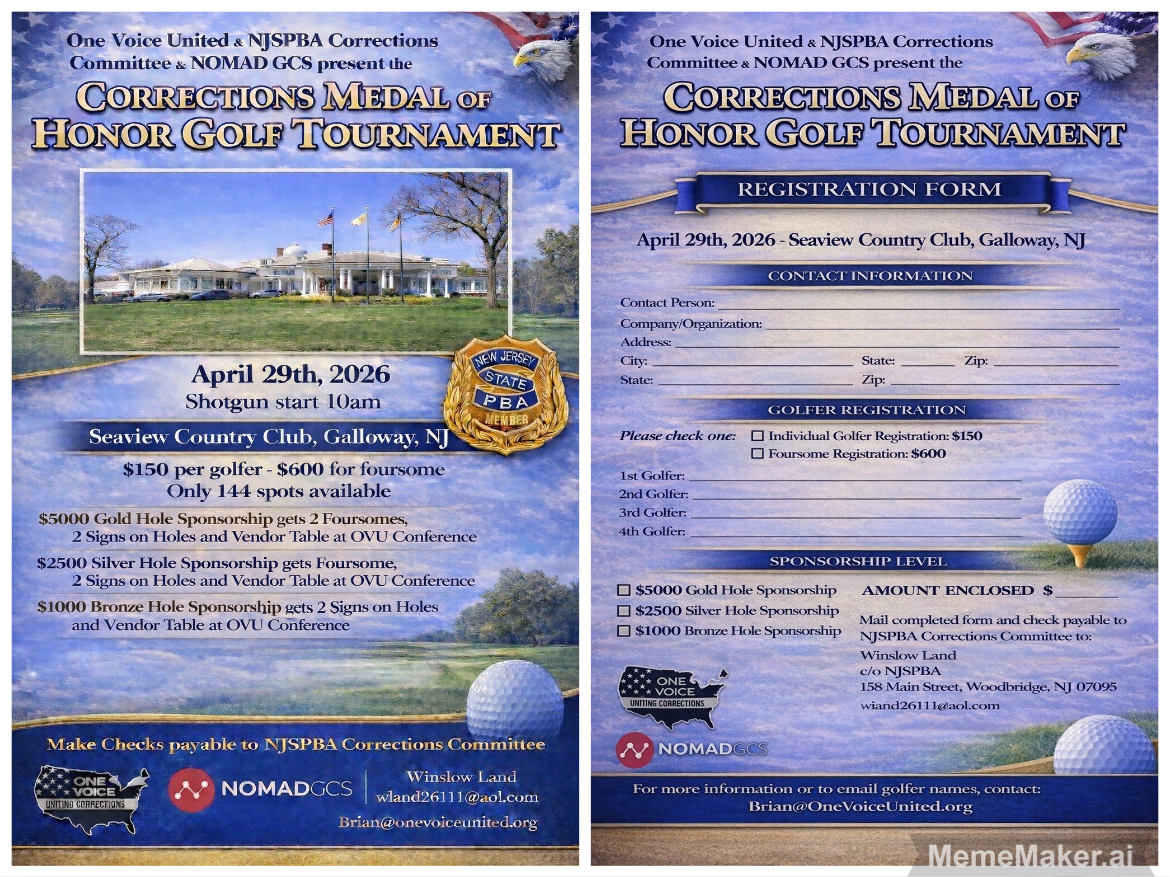 Corrections Medal of Honor Gold Tournament