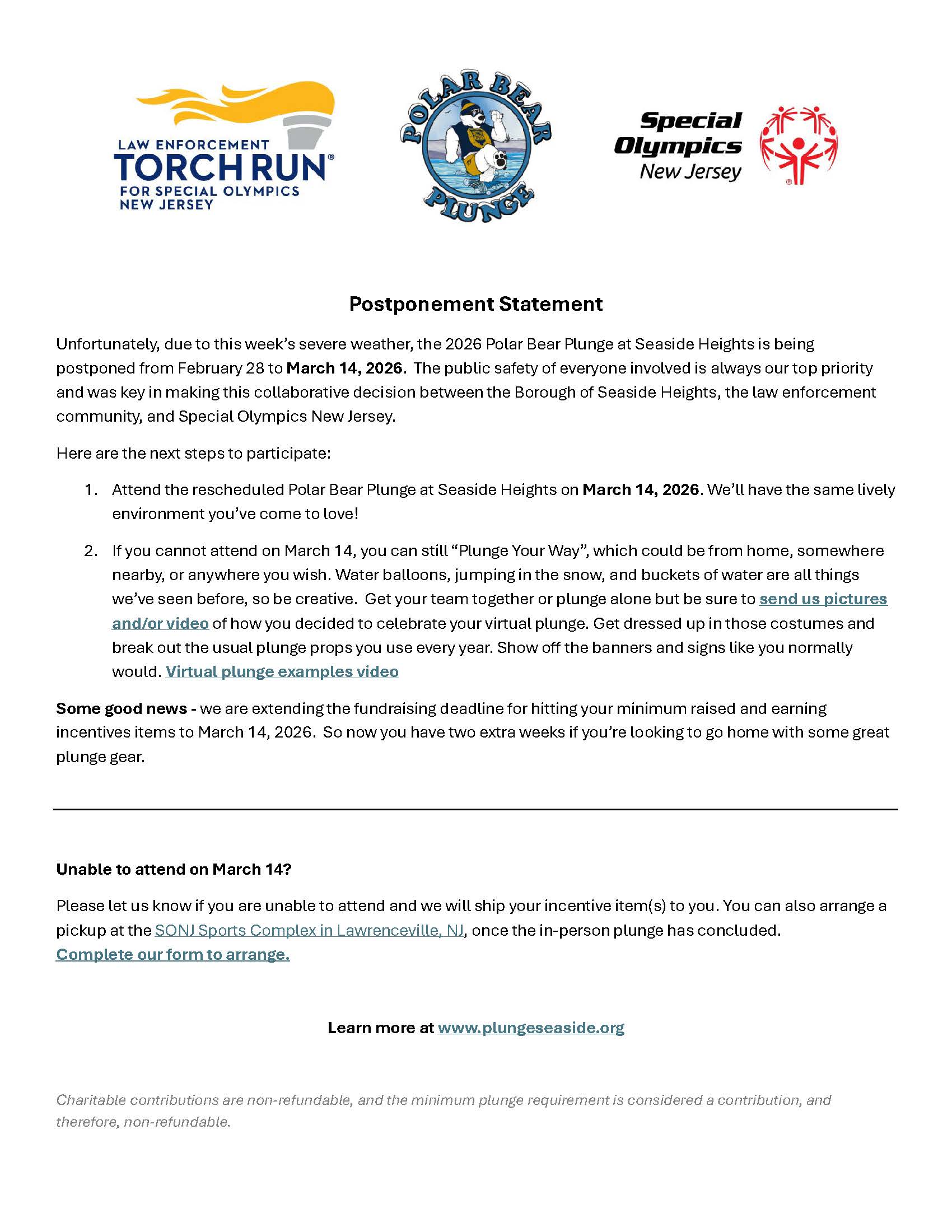 Polar Bear Plunge at Seaside Heights Rescheduled to March 14, 2026