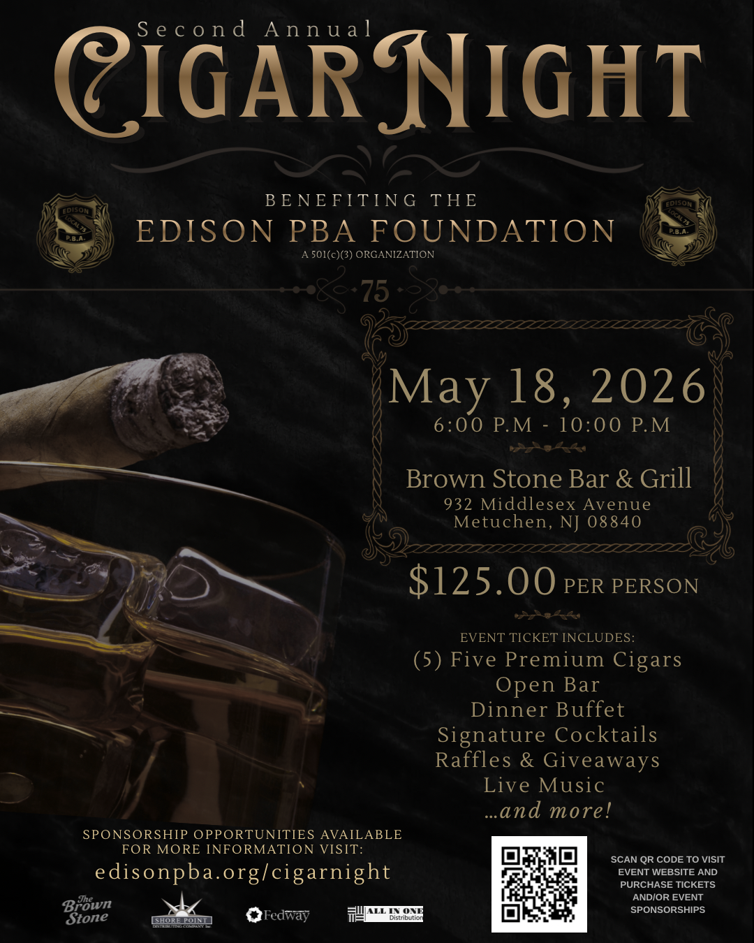 Second Annual Cigar Night – Benefiting the Edison PBA Foundation