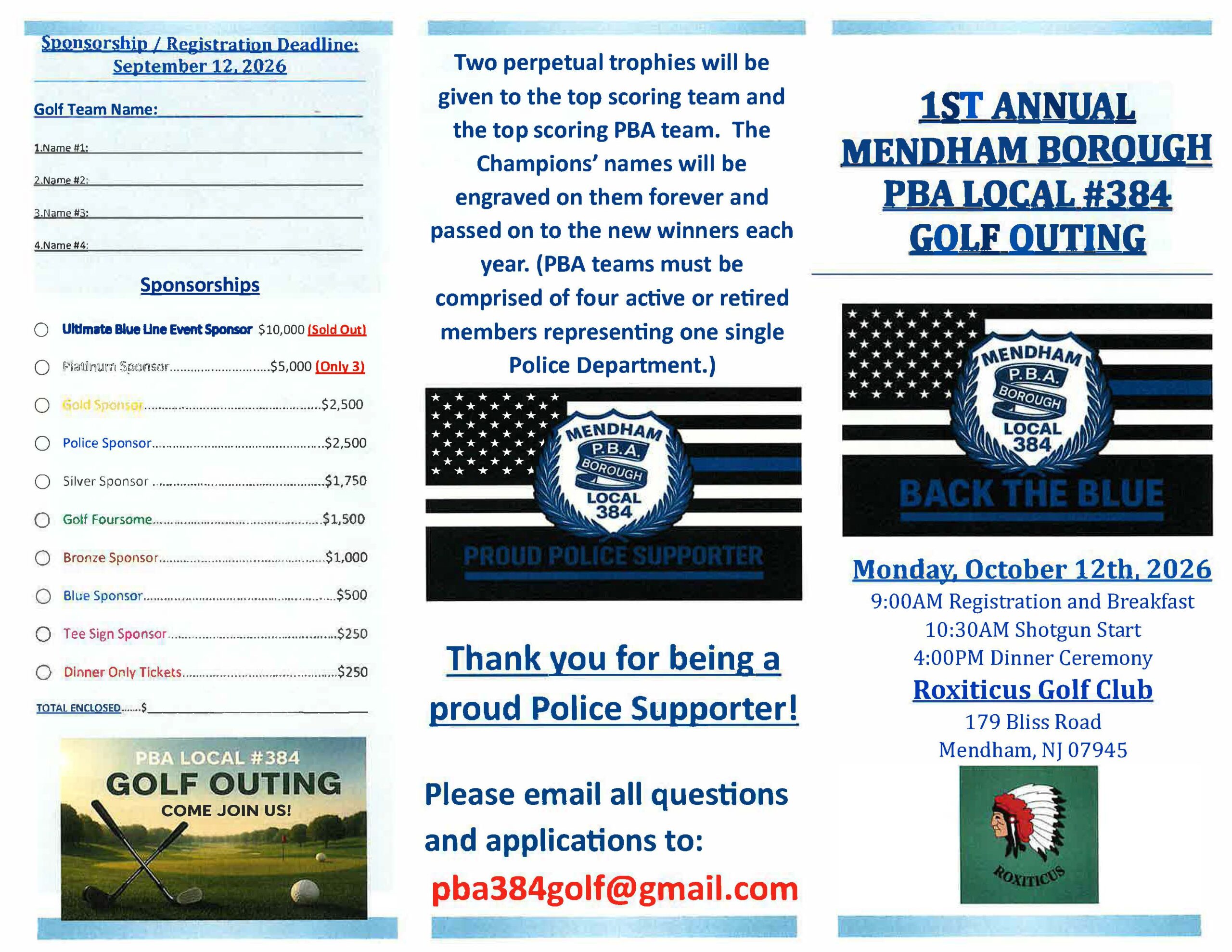 2026 Golf Outing Pamphlet Page 1